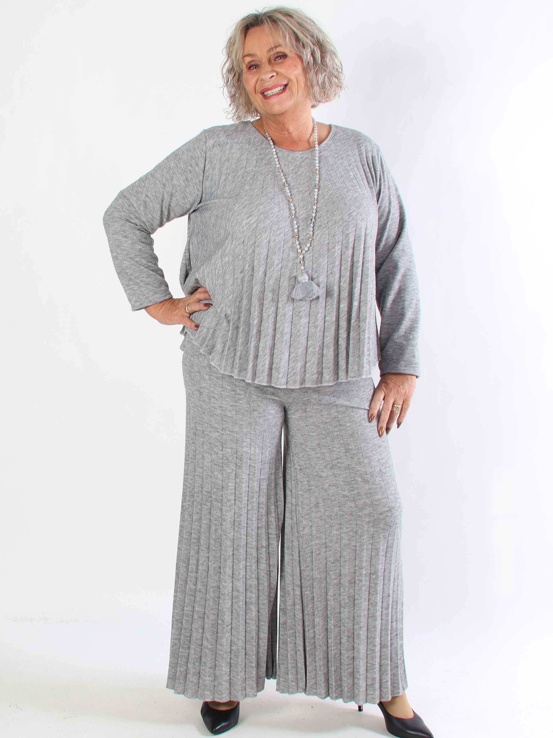 Anita Pants - Mjuka och eleganta plisserade plus size stickade byxor